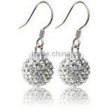 Sparkle CZ Crystal Ball 925 Silver Shamballa Hook Earring for Wedding Party thumbnail-4