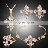 2016 Trendy Gold Plated Rhinestone Anchor Statement Necklace Stud Earring Bracelet Ring Set for Women Wedding Jewelry Set thumbnail-5