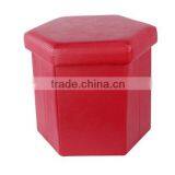 Hexagon Red Folding Storage Additional Seat thumbnail-1