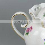 China Wholesale White Gold Ceramic Sugar Mason Jar With Handle Lid thumbnail-3