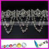 silver base bling class crystal color rhinestone flower chatons cup decorative chain for clothes shoes trimming