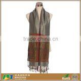 Women's Custom Viscose Jacquard Paisley Indian Tassel 100% Acrylic Scarf Supplier