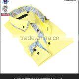 button down double collar yellow poplin plain shirt