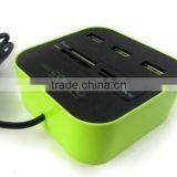 Hot Sale USB COMBO 3 Port Usb Hub 2.0 HUB+multi USB Card Reader All In One for SD/MMC/M2/MS/MP Pro Duo Many Colors thumbnail-4