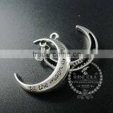 30mm Vintage Antique Silver Metal Carve Words Love You to the Moon and Back DIY Pendant Charm 1830067 thumbnail-4