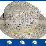 Straw Hat With Flower Printing Ribbon thumbnail-1