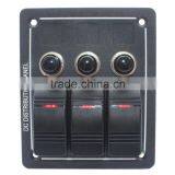 Marine/Boat/RV/Yacht 3 Gang Aluminum LED Waterproof Rocker Switch Panel thumbnail-1
