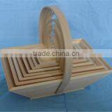 Unfinished Handmade Decorative Wooden Handel Basket Wholesale thumbnail-6