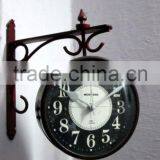 Black Color Metal Decoration Hanging Double Side Wall Clock With Beautiful Metal Bracket thumbnail-1
