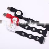 Logo printed 4 in 1 Retractable USB2.0 Data Sync Charger Cable for iPhone and Most Android Cell Phones, Tablets