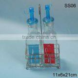 2 Pcs Glass Oil and Vinegar Bottle Set With Base thumbnail-1