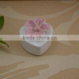 Hand Painted White Ceramic Jewel Box With Flower Shape Design thumbnail-1