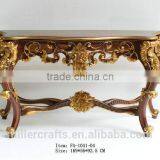Palace Style Brown and Gold Color Veneer Top Hobby Lobby Console Table thumbnail-2