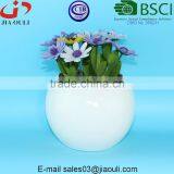 BSCI Audited Factory White Glazed Ceramic Ball Shaped Planter Succulent Pot thumbnail-2