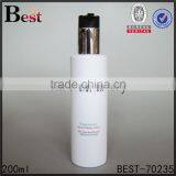 Cosmetic Screen Printing Flat Shoulder Beard Oil Pomade Shampoo Detergent Lotion White Aluminum Pump 200ml Plastic Bottle thumbnail-1