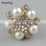 Wholesale Fashionable Metalic Rhinestone Pearl Button for Decoration WBK-1485 thumbnail-1