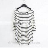 The new model fashion women t-shirt modal loose plus size long bat sleeve blouse render striped t shirt for women