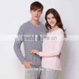 High Quality Couple Homewear Sleepwear Sets Stripe Flowers Cotton Pajama thumbnail-1