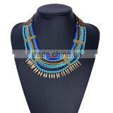 2016 Big brand women multilayer chain necklace jewelry ,blue color chain necklace