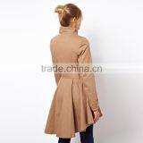 HAODUOYI Women Khaki Asymmetric Trim Single Button Dust Coat thumbnail-3