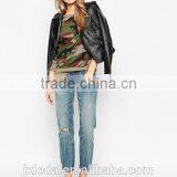 100% Cotton Embroidered Sleeve Camo Sweatshirts for Ladies thumbnail-2
