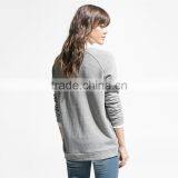Tiger Printed Grey Womens Sweatshirts Without Hood Wholesale thumbnail-2