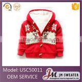 Fashion Kids Knitted Christmas Coats Boys Blue Button Hooded Sweater Coat thumbnail-3