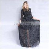 Factory Supply Polka Dot Design Plus Size Chiffon Maxi Dresses thumbnail-4