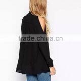 Women Off Shoulder Long Shirts Sexy Chiffon Tops Turn Down Collar Blouse Long Sleeve Casual Plus Size Blouse thumbnail-2