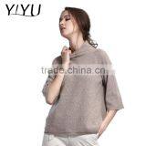 Fashion Women Loose Three-fourths Sleeve Turtleneck Cashmere Pullover thumbnail-1