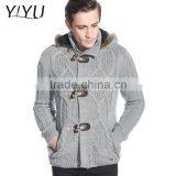 Latest Designs Man Fleece Lined Wool Top Cable Knit Cardigan Sweater With Hooded thumbnail-2