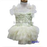 Cream Ivory Rosettes Rose Tutu Party Dress Wedding Flower Girl Pettiskirt 1-7Y thumbnail-1