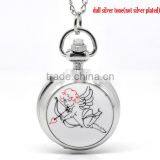 Silver Tone Necklace Chain Enamel Cupid Quartz Pocket Watch 88cm (34-5/8"),sold per Pack of 1,8seasons thumbnail-1