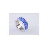 Exquisite Craftsmanship Blue Color Handcrafted Crystal Stainless Steel Wedding Rings thumbnail-1