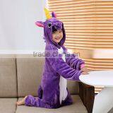 Fashionable Fleece Children Unicorn Onesie Cute Purple Unicorn thumbnail-2
