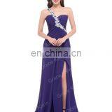 Grace Karin Fashion Ladies High Split Leg One Shoulder Purple Chiffon Long African Evening Dress CL3183-2 thumbnail-2