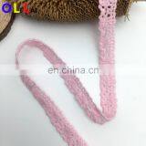 OLCT072 1.4cm Fashion Fine Pink Cotton Tulle African Lace Crochet for Ladies Dress thumbnail-3