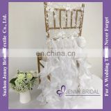 C126B white elegant chair covers for weddings with ruffles