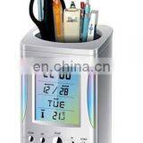 Colorful Pen Holder With Calendar and Alarm Clock