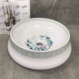 Ceramic new design round shape deep colored wash hand basin sink in slivery color