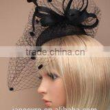 Wholesale Chuch/Races Top Hat,Black Sinamay Base Hat Fascinator With Feather thumbnail-2