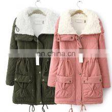 Wholesale Custom Brand Women's Winter Outerwear Cotton-padded Medium-long Jacket Camperas Ladies Women Thick Winter Coat thumbnail-1