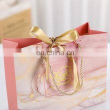 Custom Small Marble Design Pink Wedding Shopping Gift Paper Bags Marble thumbnail-3
