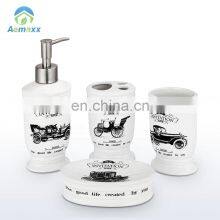 Современный арт-стикер, набор из 4 штук керамических аксессуаров для ванной комнаты, набор аксессуаров для туалетной щетки thumbnail-2