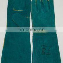 16 Inch Full Lined Long Dark Green Cow Split Leather Glove Welding thumbnail-2