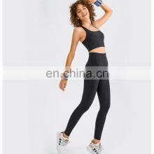 Women OEM Fitness Workout Clothing Two Piece Phone Pocket Leggings Match Ajustable Sports Bra Gym Yoga Fitness Set thumbnail-3
