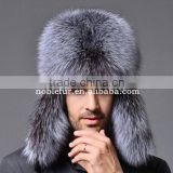 Classic Male Plush Silver fox fur Bomber Hats excellent quality Winter warm earflap Hats
