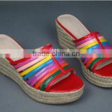 colorful rainbow girls sandals jute rope wedge heel slipper sandal shoes