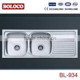 One-piece Extending Double Bowl Kitchen Sink With Drainboard BL-934 thumbnail-2