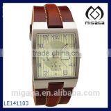 Mens Multifunctions, Day Date, Beige Dial, Brown Leather Strap, Classic Watch Brown Curved Leather Strap Mens Classic Watch thumbnail-1